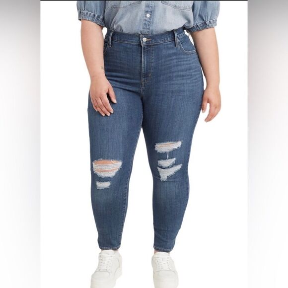 LEVIS - 🌺HP X 11 🌺 NWT -L Sz 24W Plus Size 721 Hi-Rise Skinny Distressed Jeans - Picture 16 of 16